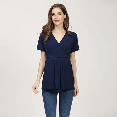 Emotion Moms Vasaras grūtnieču T-krekls Grūtnieču Topi Sieviešu liela izmēra krekls Vienkrāsainas drēbes