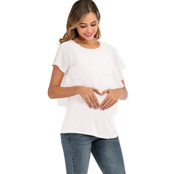 Дрехи за бременни Облекло за бременни Тениска Тениска за бременни жени Кърмене Горнища за кърмене Розова тениска Тениска с къс ръкав 2022 г.