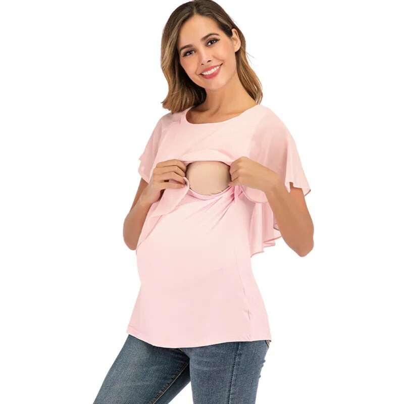 Odjeća za trudnice Odjeća za trudnice Majice kratkih rukava Trudnice Majice za dojenje Majice za dojenje Ružičasta majica kratkih rukava Majica kratkih rukava 2022.