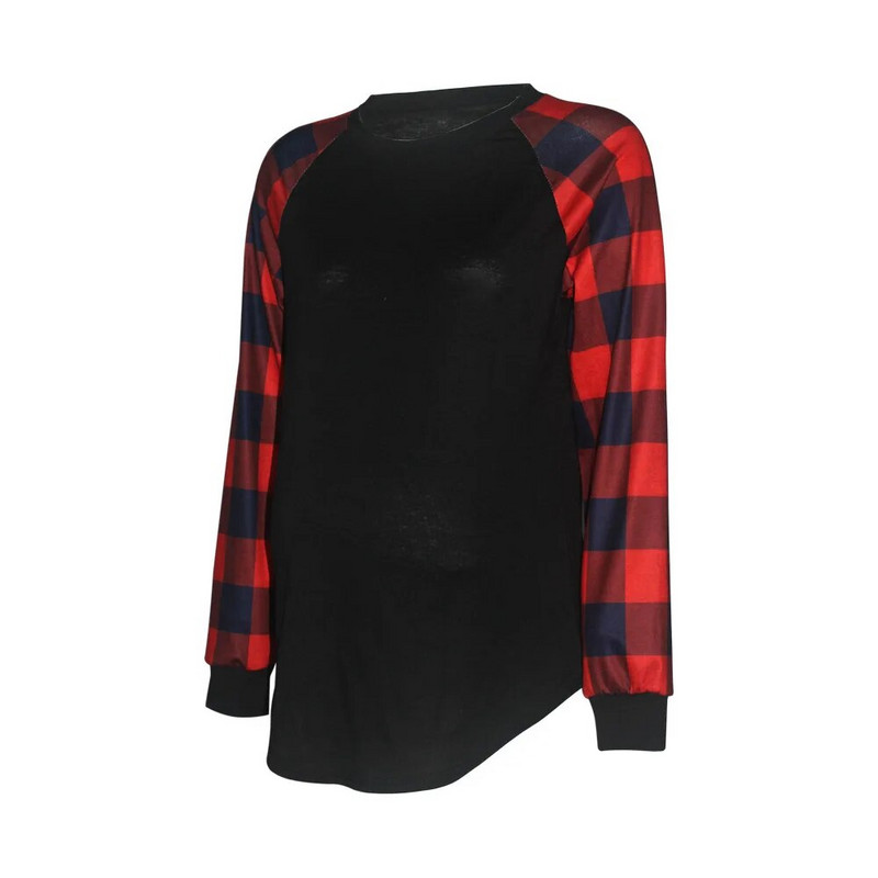 Terhes nők kismama ruhák hosszú ujjú divat, rácsos mintás felsők Terhes póló, szoptató felsők Anya szoptató blúz