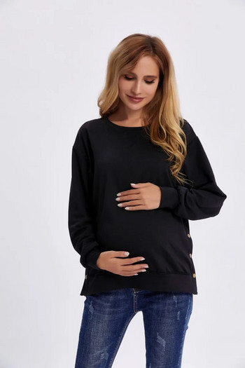 Ρούχα εγκυμοσύνης Premama μακρυμάνικη μπλούζα Φθινόπωρο Χειμώνας Χαλαρή Έγκυες Γυναίκες Πουλόβερ με λαιμόκοψη πουλόβερ μετά τον τοκετό Τοπ