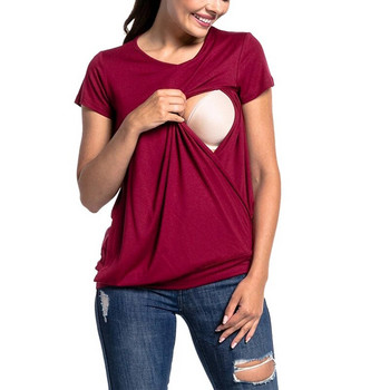 Μπλουζάκια εγκυμοσύνης Άνετο γυναικείο κοντομάνικο χιτώνα θηλασμού για θηλασμό T-shirt Έγκυος γυναικεία ρούχα εγκυμοσύνης μαμά #2022