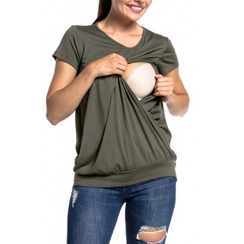 Μπλουζάκια εγκυμοσύνης Άνετο γυναικείο κοντομάνικο χιτώνα θηλασμού για θηλασμό T-shirt Έγκυος γυναικεία ρούχα εγκυμοσύνης μαμά #2022