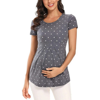 Μόδα μπλουζάκι για έγκυο στάμπα με στρογγυλή λαιμόκοψη κοντομάνικο μπλουζάκι εγκυμοσύνης Μπλουζάκια θηλασμού Ρούχα εγκυμοσύνης