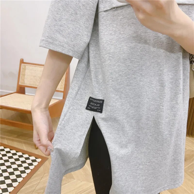 Apģērbs zīdīšanas laikā grūtniecēm barošanai T-krekls vienkrāsains kokvilnas brīvs grūtnieču topi grūtniecēm jauniešu blūzes 9260