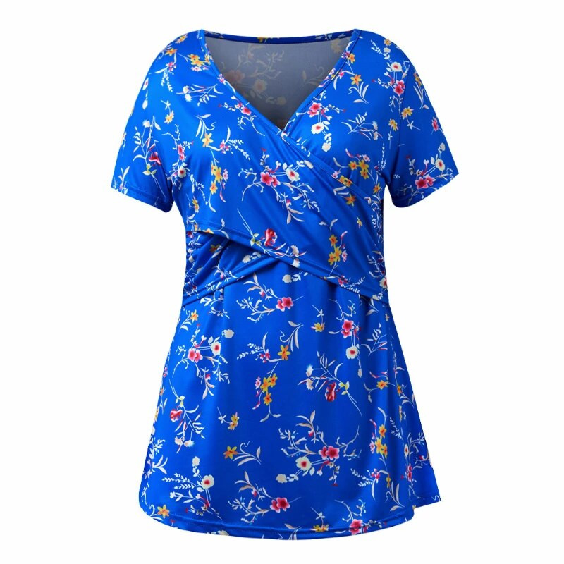Ženska majica kratkih rukava za trudnice i dojenje Odjeća za trudnice Ljetne majice kratkih rukava s V-izrezom i printom na točkice