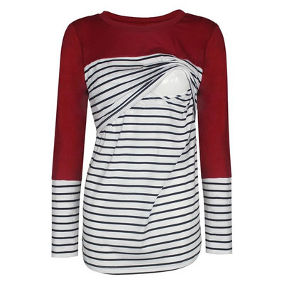 Női blúz kismama hosszú ujjú virágos csíkos szoptató felsők póló Szoptató anya terhes alkalmi téli blúz ing