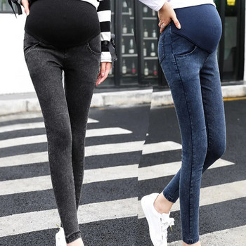 Есенни пролетни памучни дънки за бременни Дрехи за бременни Тесни панталони Дънки с високи еластични клинове за бременни