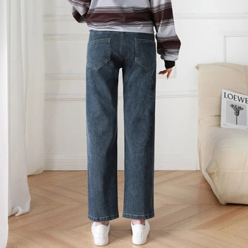 Fdfklak Дънкови дънки за бременни Пролет Есен Коремни панталони с висока талия Дрехи за бременни Работни панталони за бременност