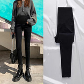 Uski traperice za trudnice u korejskom stilu Visoki struk Hlače s olovkom za trudnice Modna gornja odjeća Traper hlače s uskim bokovima za trudnice