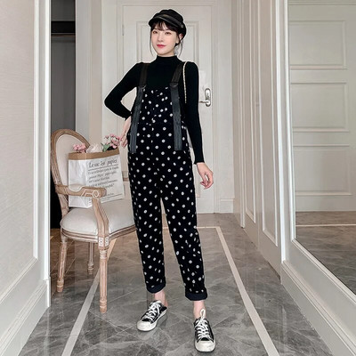 Modes punktveida kombinezoni grūtniecēm rudens ziema lielizmēra augsta jostasvieta grūtniecēm Rokas, garas, brīvas grūtniecības laikā