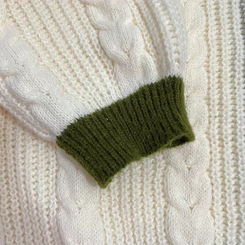 Χαριτωμένο φανάρι πλεκτή ζακέτα Φθινοπωρινό ζεστό κέντημα Γυναικείο πουλόβερ casual V-λαιμόκοψη μονό στήθος πουλόβερ Y2k