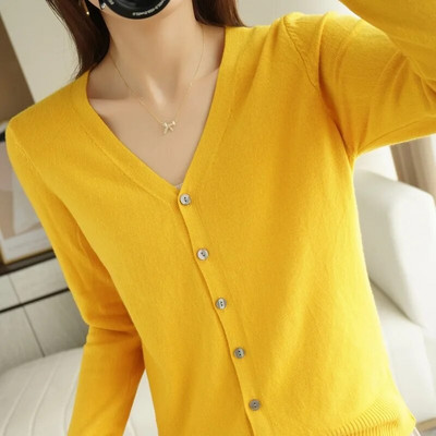 Γυναικείες ζακέτες 2023 Φθινόπωρο Χειμώνας Πλεκτά μονόστηθο μακρυμάνικο ζεστό πλεκτό Ζακέτα Κορεάτικη μόδα Άνοιξη casual πουλόβερ