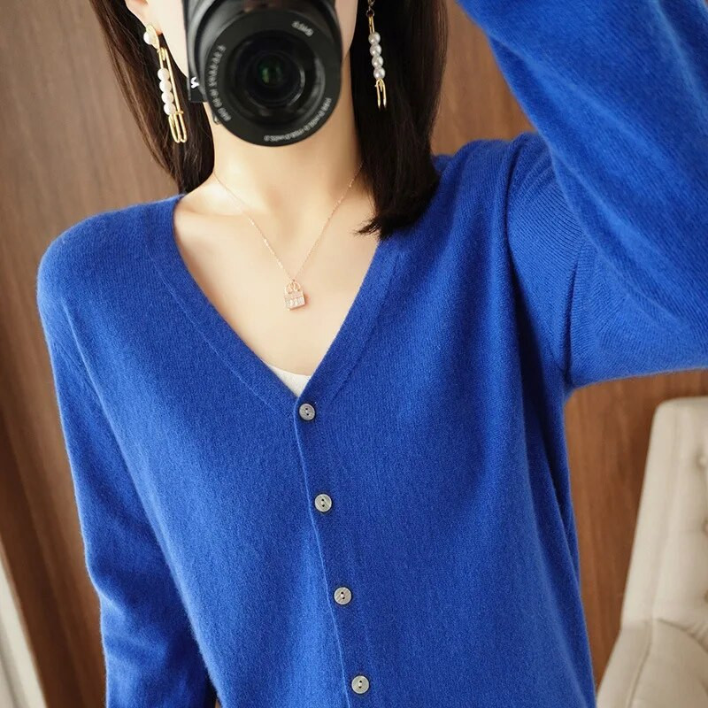 Γυναικείες ζακέτες 2023 Φθινόπωρο Χειμώνας Πλεκτά μονόστηθο μακρυμάνικο ζεστό πλεκτό Ζακέτα Κορεάτικη μόδα Άνοιξη casual πουλόβερ