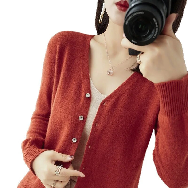 Γυναικείες ζακέτες 2023 Φθινόπωρο Χειμώνας Πλεκτά μονόστηθο μακρυμάνικο ζεστό πλεκτό Ζακέτα Κορεάτικη μόδα Άνοιξη casual πουλόβερ