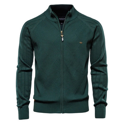 AIOPESON Argyle jednobojni kardigan za muškarce Ležeran, kvalitetan pamuk, zimski muški džemperi, modni osnovni kardigani za muškarce