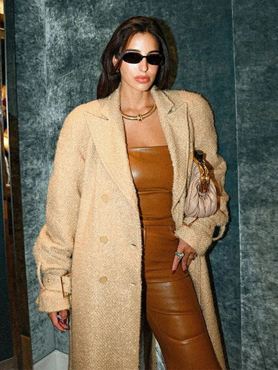 Vintage dugi kaput od mješavine vune za žene, jesen, zima, ležerna jakna s dvostrukim kopčanjem i dugim rukavima, ženski ulični kaput 2023.