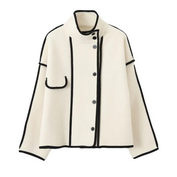 Υψηλής ποιότητας γιακάς με αντίθεση χρώματος περλέ βελούδινο παλτό Άνοιξη Καλοκαίρι Νέες Casual Ζακέτες Μπουφάν Tide