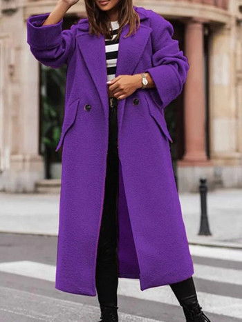Κομψό μάλλινο παλτό για γυναίκες με μακριά μανίκια Streetwear Κορεατικά μοδάτα μπουφάν Μασίφ χαλαρό πέτο 2023 Νέα φθινοπωρινά χειμωνιάτικα παλτό