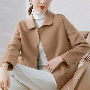 Γυναικείο μάλλινο παλτό Φθινόπωρο Χειμώνας 2023 Νέα Μόδα Νέα Φαρδιά μάλλινο κασμίρ παλτό διπλής όψης Γυναικείο κοντό γυναικείο μπλουζάκι