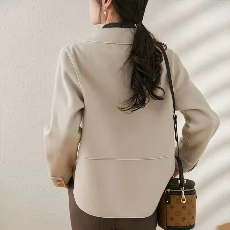 Sieviešu vilnas mētelis 2023. gada rudens ziema, jauna mode, jauns, brīvs abpusējs kašmira vilnas mētelis Sieviešu īsie sieviešu jakas topi