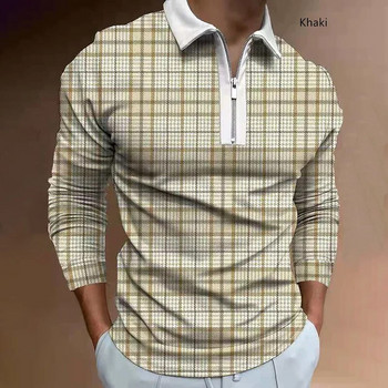 Европейска и американска мъжка модна ежедневна спортна поло риза с дълъг ръкав с 3d печат Горещи продажби