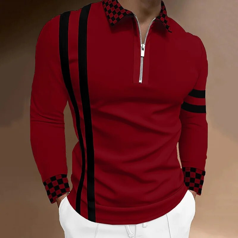 Europska i američka muška modna ležerna sportska polo majica dugih rukava s 3D printom, popularna prodaja