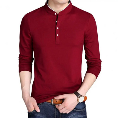 Muška majica kratkih rukava, jednobojna, s gumbima, izrezom, uska majica kratkih rukava, jesen, zima, osnovna gornja potkošulja za svakodnevno nošenje.