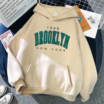 1898 Brooklyn New York trükitud naiste pusad Mood fliis kapuuts Loominguline Pullover Riietus Tänava lahtised dressipluusid naiste