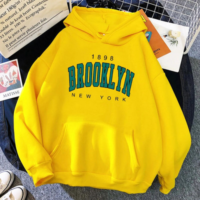 1898 Brooklyn New York trükitud naiste pusad Mood fliis kapuuts Loominguline Pullover Riietus Tänava lahtised dressipluusid naiste