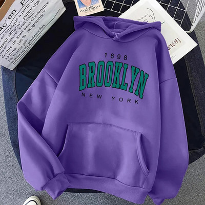 1898 Brooklyn New York trükitud naiste pusad Mood fliis kapuuts Loominguline Pullover Riietus Tänava lahtised dressipluusid naiste