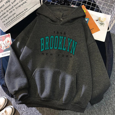 1898 Brooklyn New York trükitud naiste pusad Mood fliis kapuuts Loominguline Pullover Riietus Tänava lahtised dressipluusid naiste