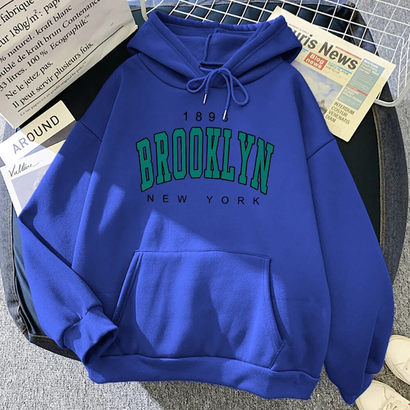 1898 Brooklyn New York trükitud naiste pusad Mood fliis kapuuts Loominguline Pullover Riietus Tänava lahtised dressipluusid naiste