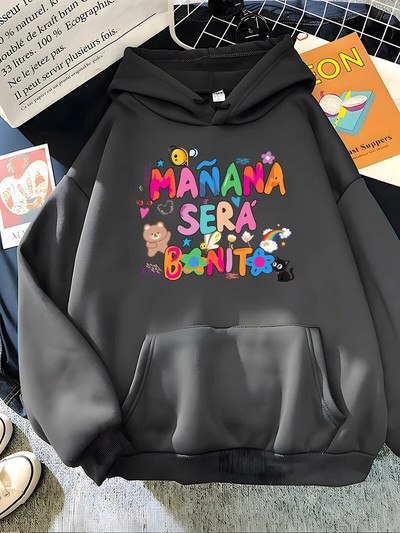 Hirsionsan Rainbow betűmintás női pulóver, puha, meleg, alkalmi női pulóverek 2023 őszi új bő polár felsők lányoknak