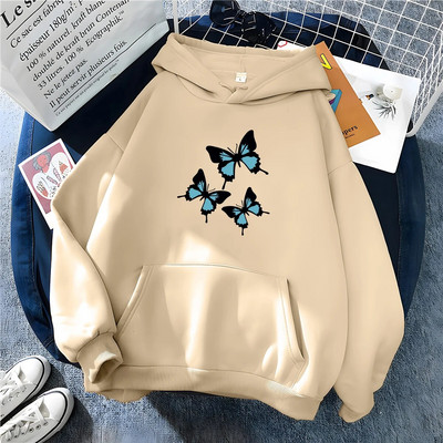 „Hirsionsan Butterflies“ grafinio rašto gobtuvai Moteriški Prašmatnūs ilgomis rankovėmis, dideli moteriški megztiniai „Streetwear“ vilnos moteriški drabužiai