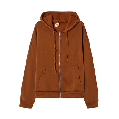 Dukserica s kapuljačom Oversize Dukserice s kapuljačom Siva ženska odjeća Jednobojne majice s kapuljačom na patentni zatvarač Jesenske ženske majice s dugim rukavima