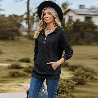 2023 m. Moteriški drabužiai Gobtuvai Rudeniniai moteriški drabužiai ilgomis rankovėmis, laisvi, moteriški megztiniai, megztiniai su gobtuvu, užtraukiami marškinėliai