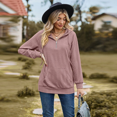 2023 m. Moteriški drabužiai Gobtuvai Rudeniniai moteriški drabužiai ilgomis rankovėmis, laisvi, moteriški megztiniai, megztiniai su gobtuvu, užtraukiami marškinėliai