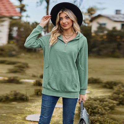 2023 m. Moteriški drabužiai Gobtuvai Rudeniniai moteriški drabužiai ilgomis rankovėmis, laisvi, moteriški megztiniai, megztiniai su gobtuvu, užtraukiami marškinėliai