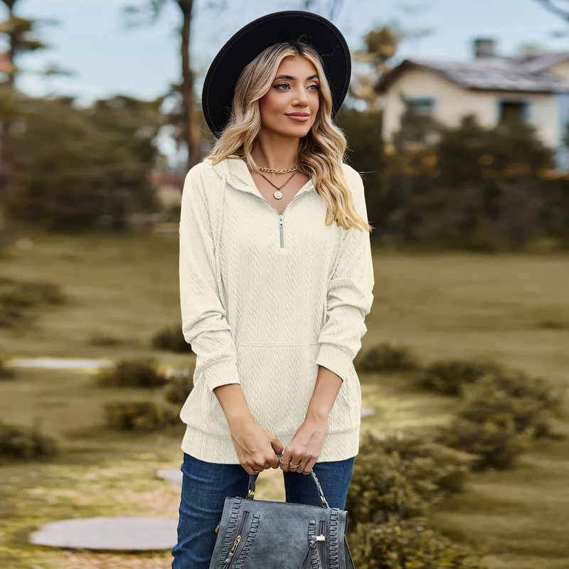 2023 m. Moteriški drabužiai Gobtuvai Rudeniniai moteriški drabužiai ilgomis rankovėmis, laisvi, moteriški megztiniai, megztiniai su gobtuvu, užtraukiami marškinėliai