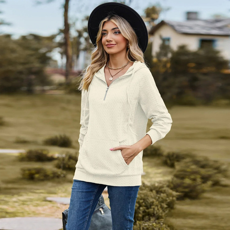 2023 m. Moteriški drabužiai Gobtuvai Rudeniniai moteriški drabužiai ilgomis rankovėmis, laisvi, moteriški megztiniai, megztiniai su gobtuvu, užtraukiami marškinėliai