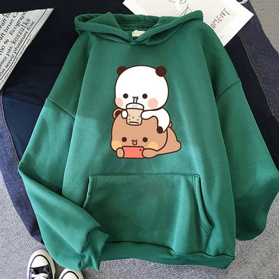 Bubu ir Dudu Hoodie Moteriškos estetinės grafikos Juokingi Kawaii burbulinės arbatos megztiniai Unisex Anime Harajuku Vintage megztiniai megztiniai
