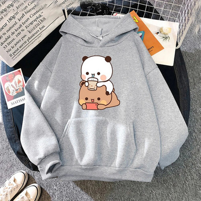 Bubu ir Dudu Hoodie Moteriškos estetinės grafikos Juokingi Kawaii burbulinės arbatos megztiniai Unisex Anime Harajuku Vintage megztiniai megztiniai