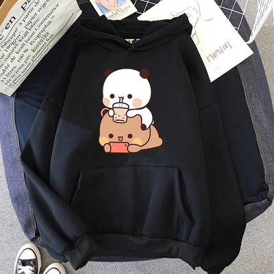 Bubu ir Dudu Hoodie Moteriškos estetinės grafikos Juokingi Kawaii burbulinės arbatos megztiniai Unisex Anime Harajuku Vintage megztiniai megztiniai