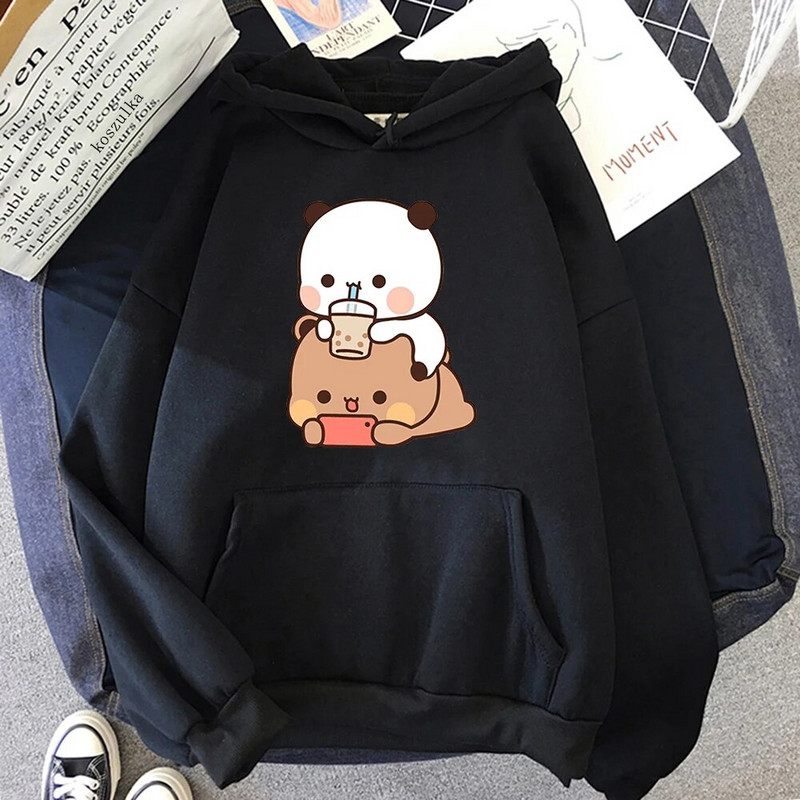 Bubu ir Dudu Hoodie Moteriškos estetinės grafikos Juokingi Kawaii burbulinės arbatos megztiniai Unisex Anime Harajuku Vintage megztiniai megztiniai
