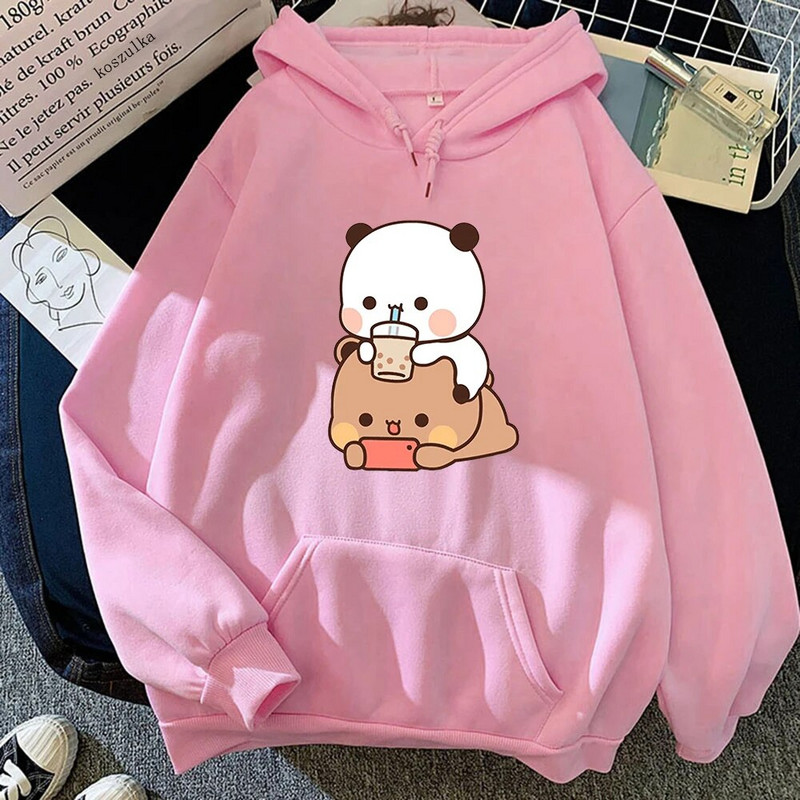 Bubu ir Dudu Hoodie Moteriškos estetinės grafikos Juokingi Kawaii burbulinės arbatos megztiniai Unisex Anime Harajuku Vintage megztiniai megztiniai
