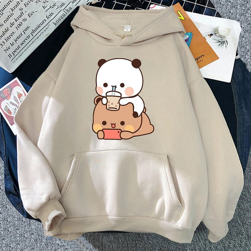 Bubu ir Dudu Hoodie Moteriškos estetinės grafikos Juokingi Kawaii burbulinės arbatos megztiniai Unisex Anime Harajuku Vintage megztiniai megztiniai