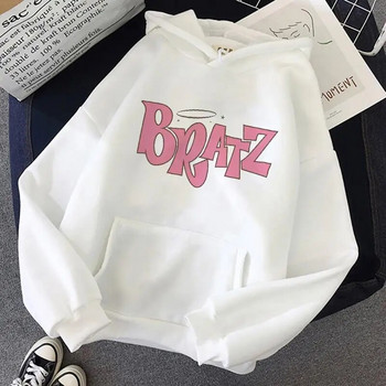 Bratz Letter Printed Plus Size με κουκούλα ανδρικό γυναικείο φούτερ με κουκούλα Hip hop μακρυμάνικο Streetwear Unisex Άνετα μπλουζάκια