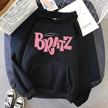 Bratz Letter Printed Plus Size με κουκούλα ανδρικό γυναικείο φούτερ με κουκούλα Hip hop μακρυμάνικο Streetwear Unisex Άνετα μπλουζάκια