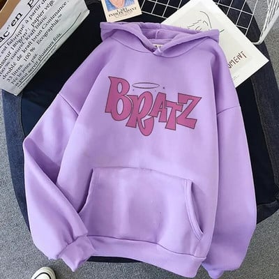 Bratz Letter Printed Plus Size με κουκούλα ανδρικό γυναικείο φούτερ με κουκούλα Hip hop μακρυμάνικο Streetwear Unisex Άνετα μπλουζάκια